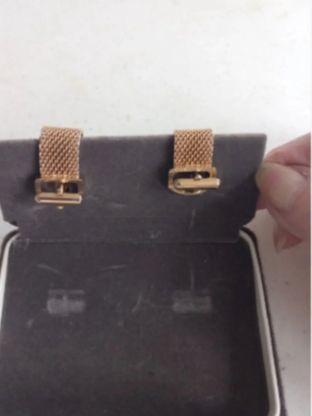Vintage Swank Genuine Tiger Eye Gold Tone Mesh Wrap Around Cuff Links w Box
